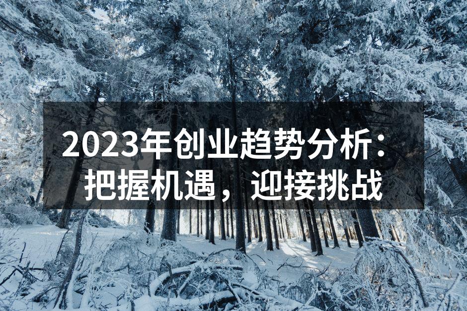 2023年创业趋势分析：把握机遇，迎接挑战