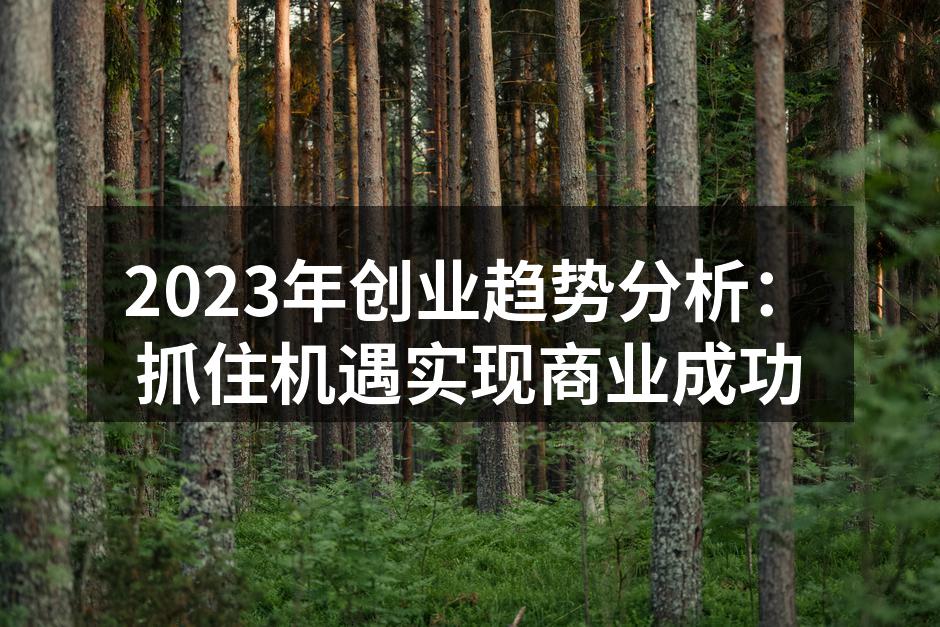 2023年创业趋势分析：抓住机遇实现商业成功